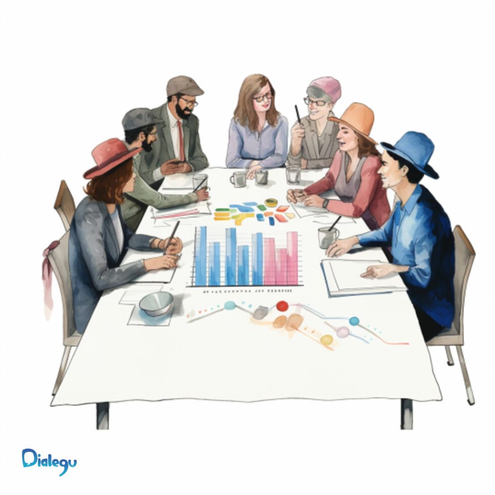 Representación de la técnica de seis sombreros para pensar